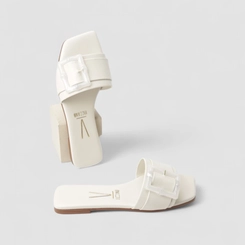 Rasteira Feminina Vizzano Original Fivela Retangular Off White