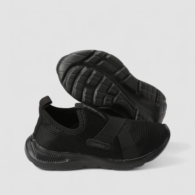 Slip On Feminino Vertus Confort Calce Fácil Mesh Preto