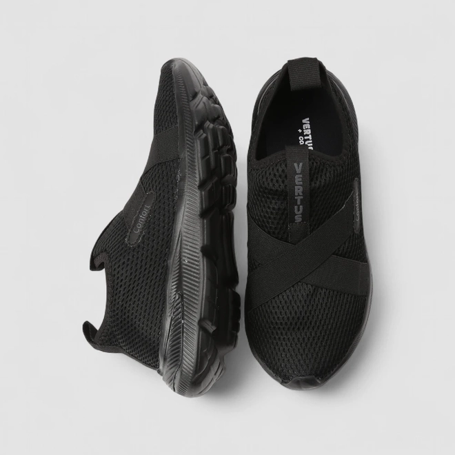 Slip On Feminino Vertus Confort Calce Fácil Mesh Preto