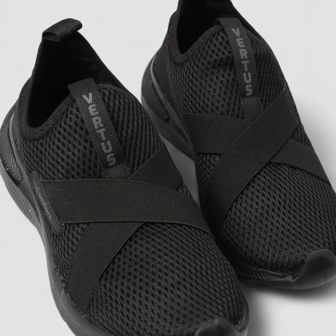 Slip On Feminino Vertus Confort Calce Fácil Mesh Preto