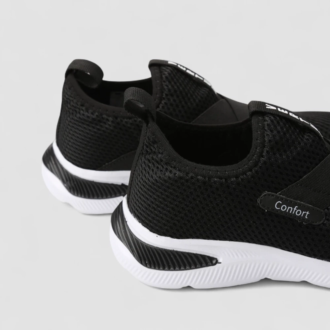 Slip On Feminino Vertus Confort Calce Fácil Mesh Preto & Branco
