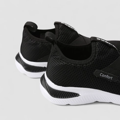 Slip On Feminino Vertus Confort Calce Fácil Mesh Preto & Branco