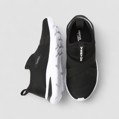 Slip On Feminino Vertus Confort Calce Fácil Mesh Preto & Branco