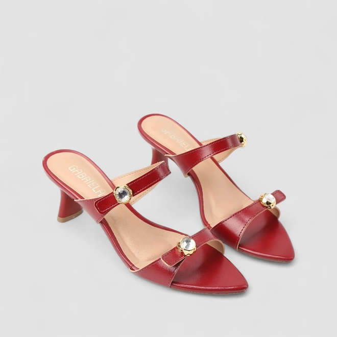 Tamanco Feminino Gabriela Enfeite Pedraria Vermelho