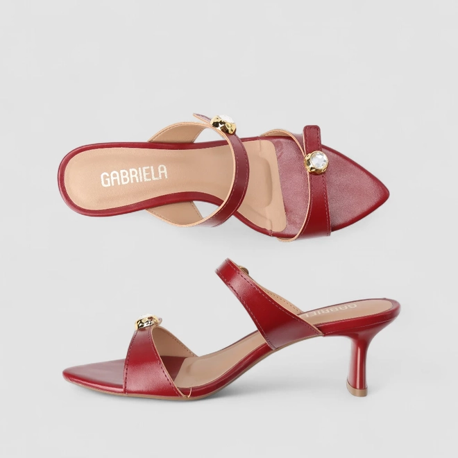 Tamanco Feminino Gabriela Enfeite Pedraria Vermelho