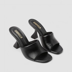 Tamanco Feminino Gabriela Salto Flare Tira Larga Preto