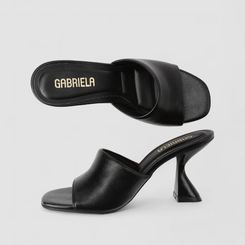 Tamanco Feminino Gabriela Salto Flare Tira Larga Preto