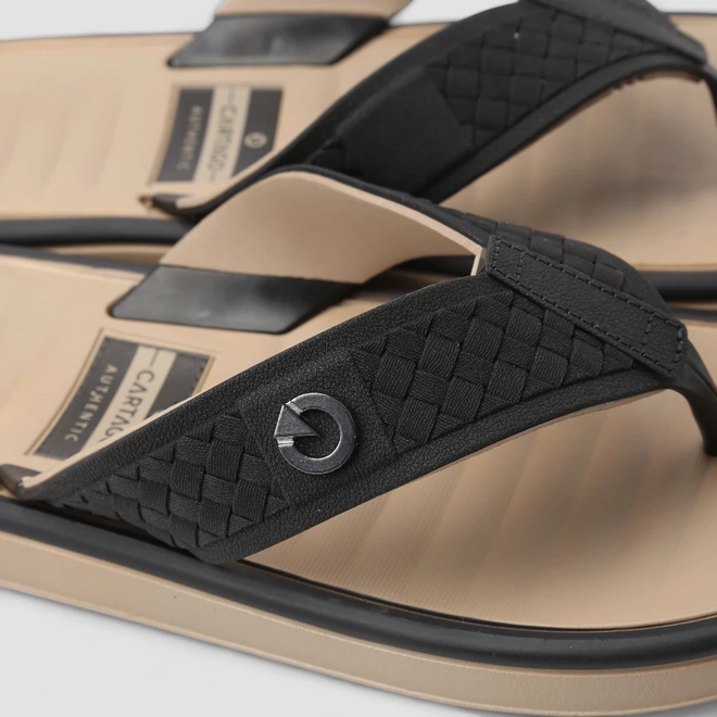 Chinelo Masculino Cartago Coimbra III Preto & Bege