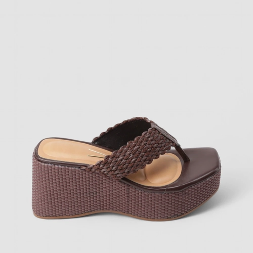 Tamanco Feminino Vizzano Plataforma Tressê Ráfia Marrom
