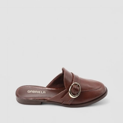 Mule Feminina Gabriela Detalhe Croco Fivela Marrom