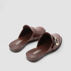 Mule Feminina Gabriela Detalhe Croco Fivela Marrom