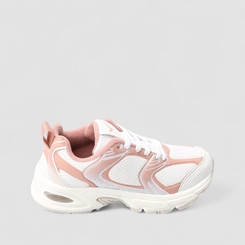 Tênis Esportivo Feminino Vertus Recortes Branco Rosa