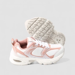 Tênis Esportivo Feminino Vertus Recortes Branco Rosa