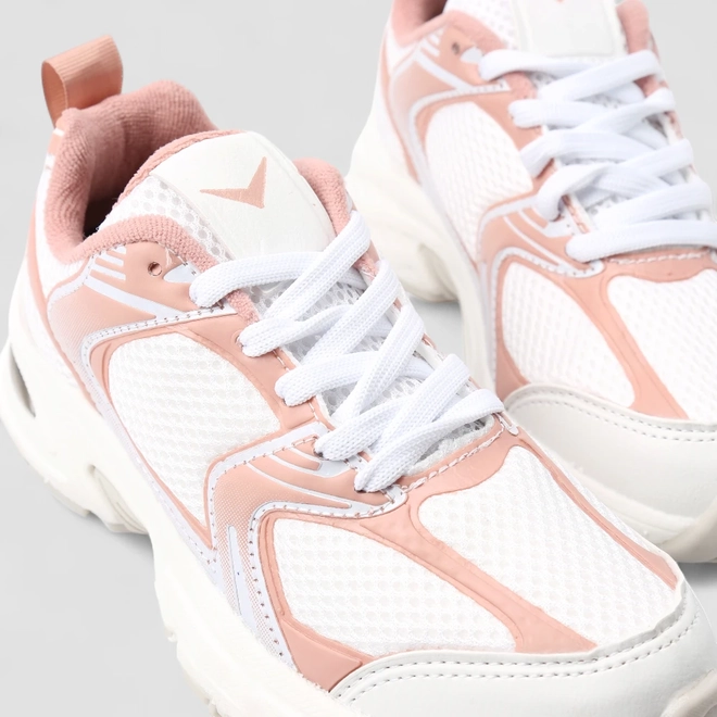 Tênis Esportivo Feminino Vertus Recortes Branco Rosa
