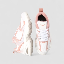 Tênis Esportivo Feminino Vertus Recortes Branco Rosa