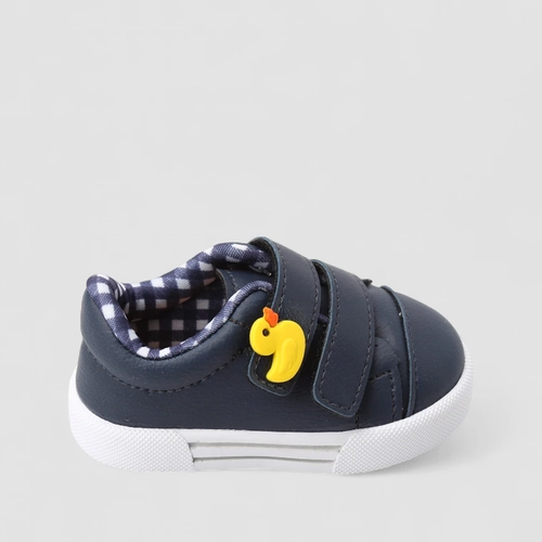 Tênis Casual Bebê Vertus Pato Amarelo Tira Aderente Azul