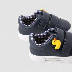 Tênis Casual Bebê Vertus Pato Amarelo Tira Aderente Azul