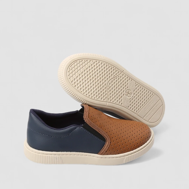 Slip On Infantil Vertus Calce Fácil Perfuros Azul