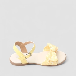 Sandália Infantil Gabrielinha Detalhe Laço Margaridas Amarelo