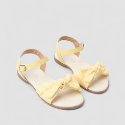 Sandália Infantil Gabrielinha Detalhe Laço Margaridas Amarelo