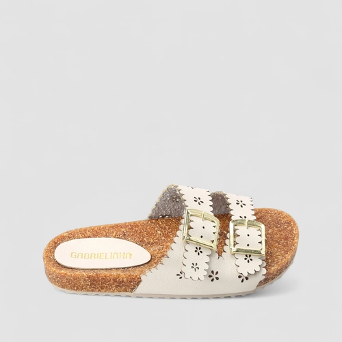 Tamanco Infantil Gabrielinha Fivelas Floral Off White