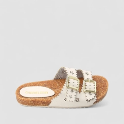 Tamanco Infantil Gabrielinha Fivelas Floral Off White