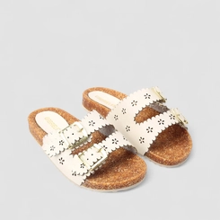 Tamanco Infantil Gabrielinha Fivelas Floral Off White