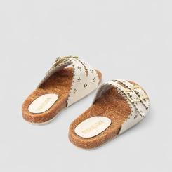 Tamanco Infantil Gabrielinha Fivelas Floral Off White