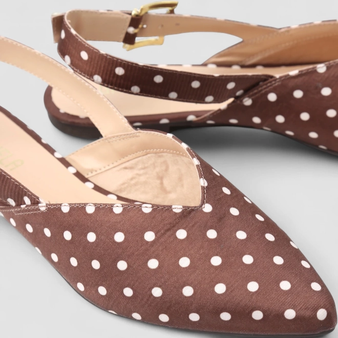 Sapatilha Slingback Feminina Gabriela Poá Recorte Marrom