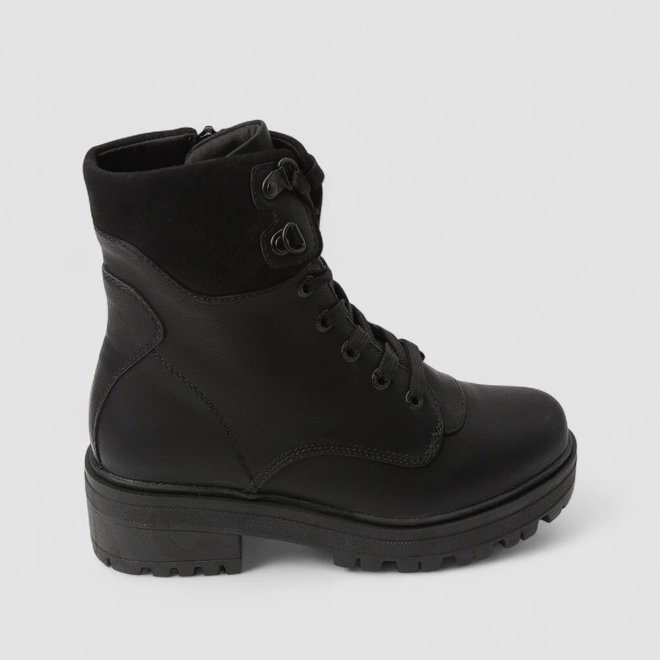 Coturno Feminino Mooncity Tratorado Zíper Preto