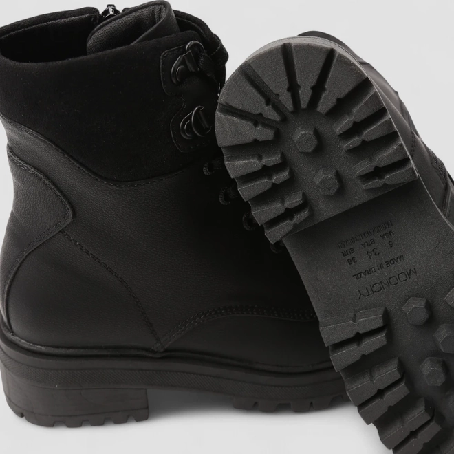 Coturno Feminino Mooncity Tratorado Zíper Preto