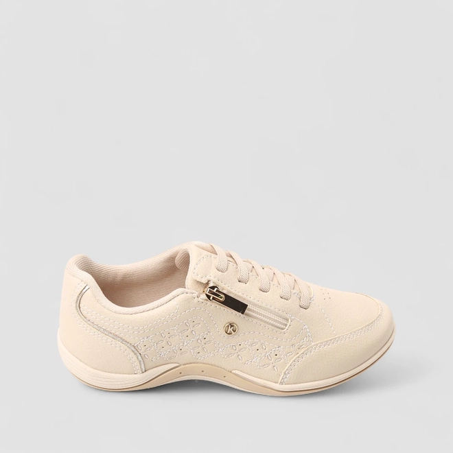 Tênis Casual Feminino Kolosh Zíper Bege
