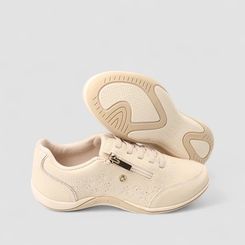 Tênis Casual Feminino Kolosh Zíper Bege