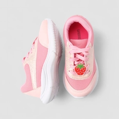Tênis Casual Infantil Gabrielinha Holográfico Glitter Detalhe Morango Rosa