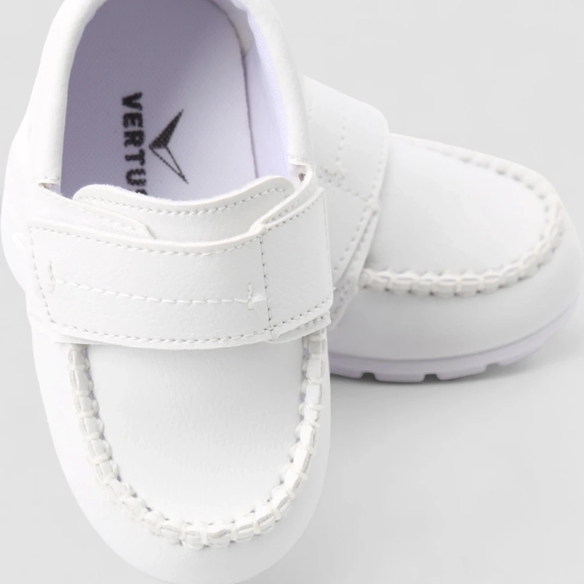 Mocassim Infantil Vertus Tira Aderente Branco