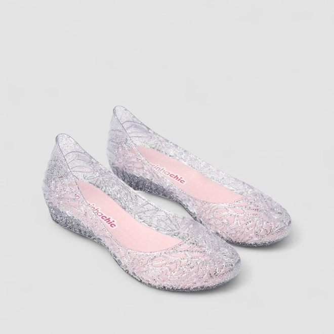 Sapatilha Infantil Charmosinhas Chic Glitter Vazado Prata
