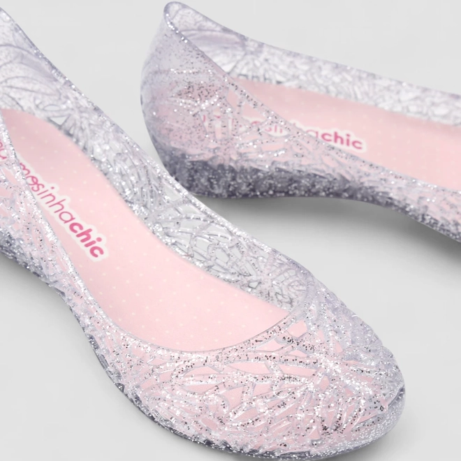 Sapatilha Infantil Charmosinhas Chic Glitter Vazado Prata