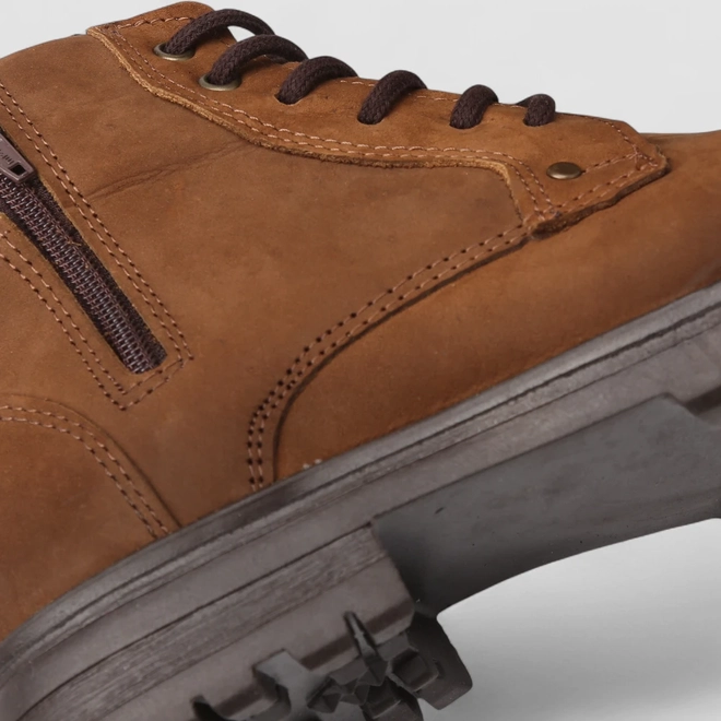 Bota Masculina Bow River Couro Zíper Marrom