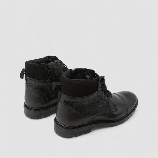 Bota Masculina Bow River Couro Zíper Detalhe Camurça Preta