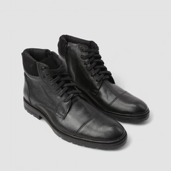 Bota Masculina Bow River Couro Zíper Detalhe Camurça Preta