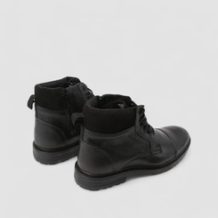 Bota Masculina Bow River Couro Zíper Detalhe Camurça Preta
