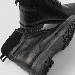 Bota Masculina Bow River Couro Zíper Detalhe Camurça Preta
