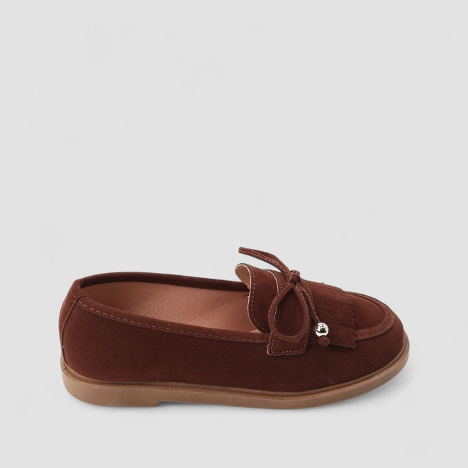 Mocassim Feminino Gabriela Esferas Detalhe Franja Marrom