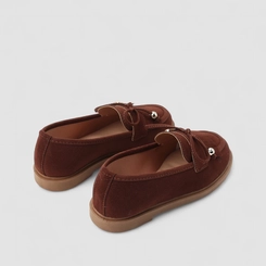 Mocassim Feminino Gabriela Esferas Detalhe Franja Marrom