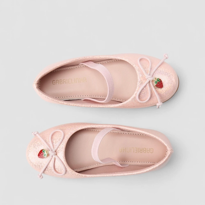 Sapatilha Infantil Gabrielinha Boneca Glitter Morango Rosa