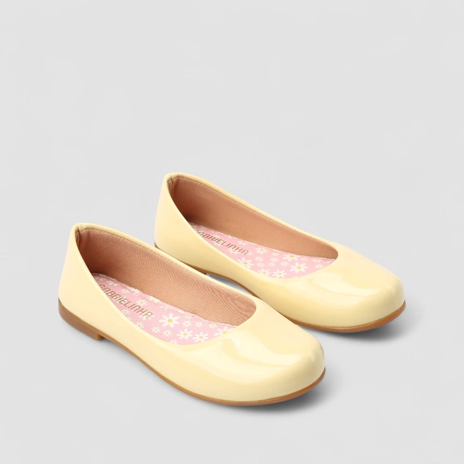 Sapatilha Infantil Gabrielinha Verniz Estampa Floral Amarela