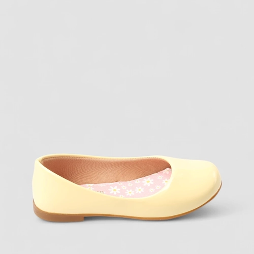 Sapatilha Infantil Gabrielinha Verniz Estampa Floral Amarela