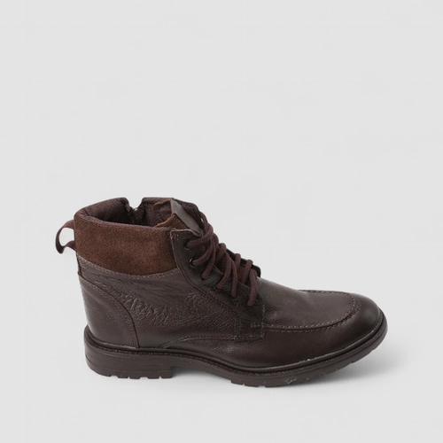 Bota Masculina Bow River Couro Detalhe Zíper Camurça Marrom