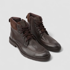 Bota Masculina Bow River Couro Zíper Detalhe Camurça Marrom