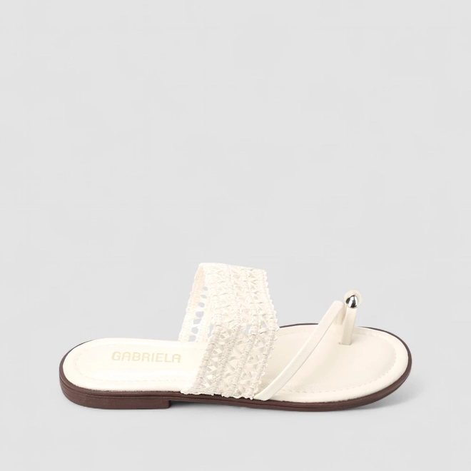 Rasteira Feminina Gabriela Tira Trama Bold Off White